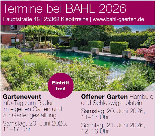 Plakat für Gartenevents 2026 bei Bahl